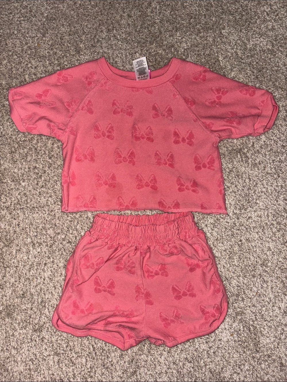 Disney Pink Bow Print Kids Matching Set